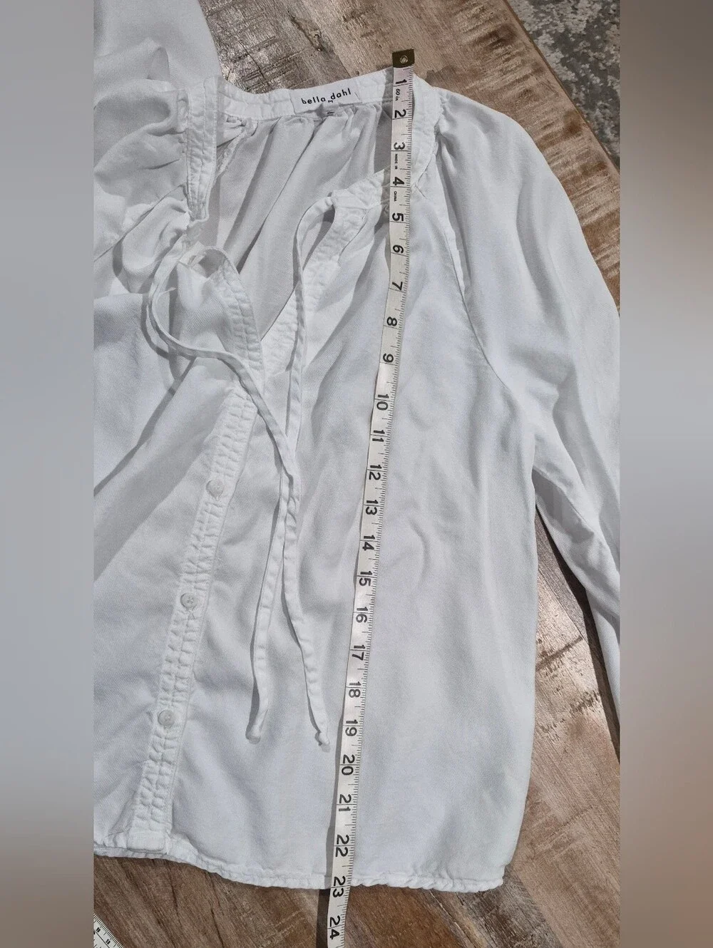 Bella Dahl White Wrinkle Free Button Up Peasant Blouse Size M